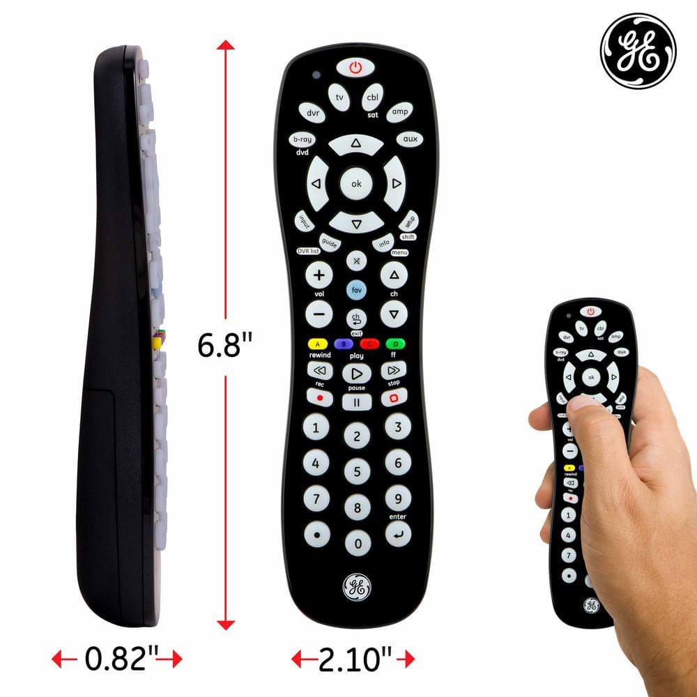 GE 6-Device Universal TV Remote Control in Black, 34459
