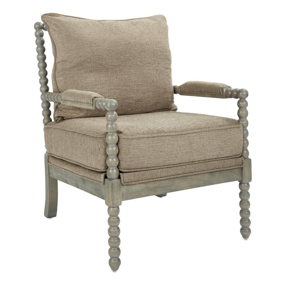 OSP Home Furnishings Abbott Chair in Dolphin Fabric with Brushed Grey Base K/D