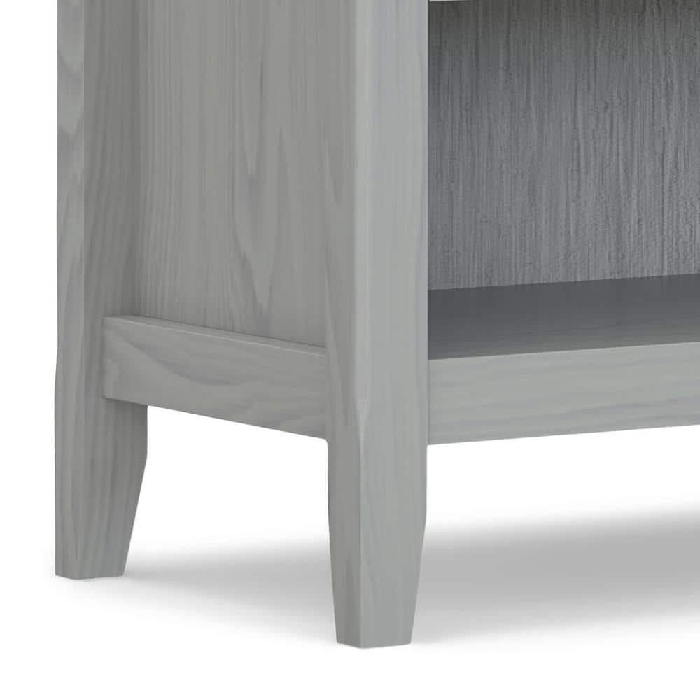 Simpli Home Amherst Solid Wood Bedside Table In Fog Grey