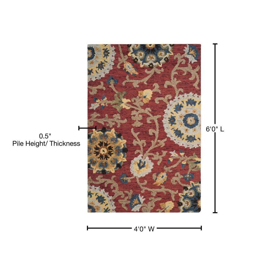 Blossom BLM401 Hand Tufted Area Rug - Red/Multi - 4'x6' - Safavieh.