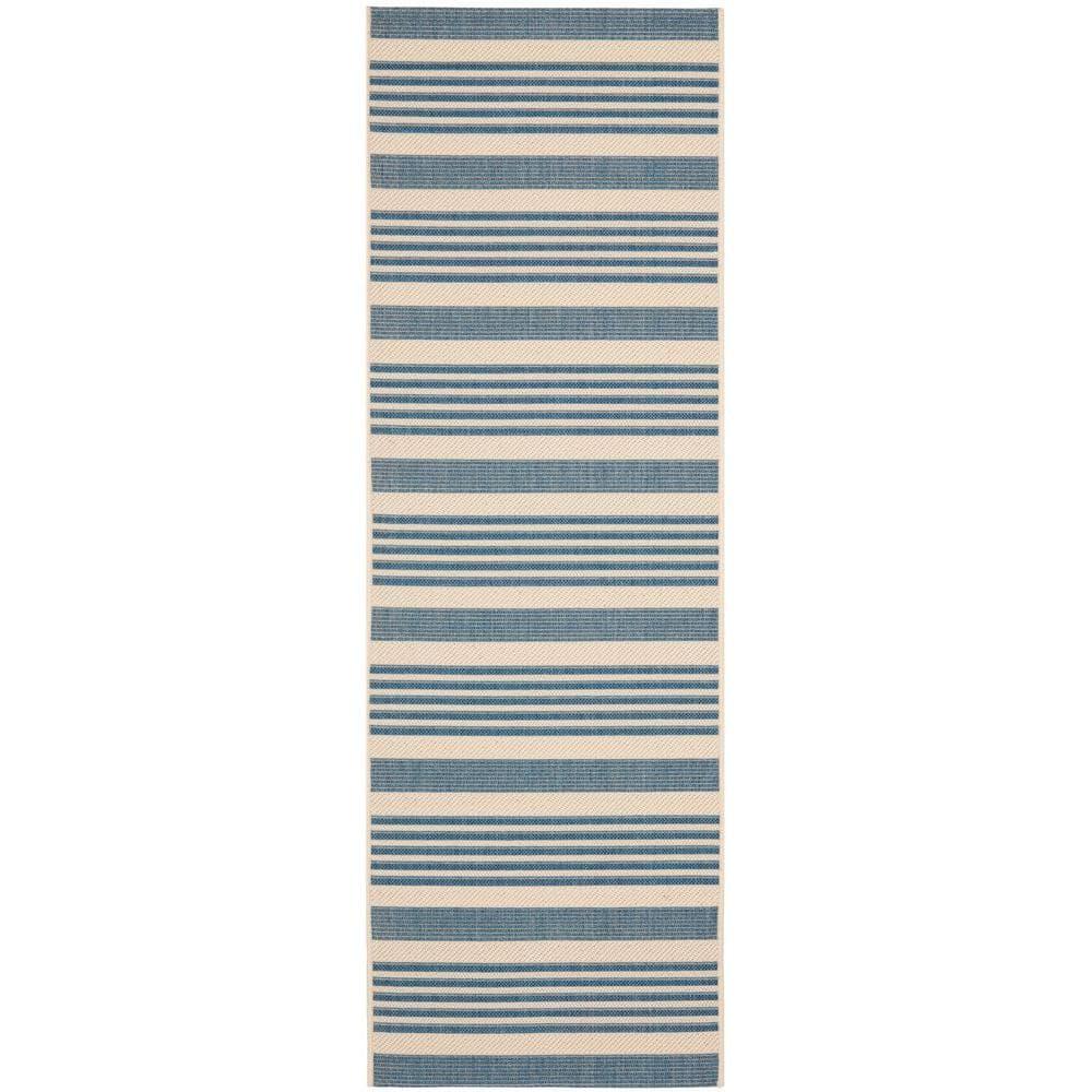 Courtyard CY6062 Power Loomed Indoor/Outdoor Runner Rug - Beige/Blue - 2'3"x12' - Safavieh.
