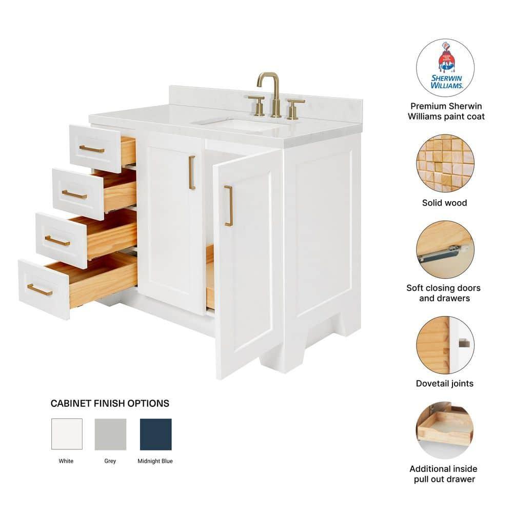 Ariel Q042srcqrvo Taylor 42" Free Standing Single Basin Vanity Set - White