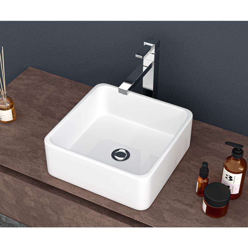 Hewei Hewei 15'' White Ceramic Square Vessel Bathroom Sink YXY829-W1243124768