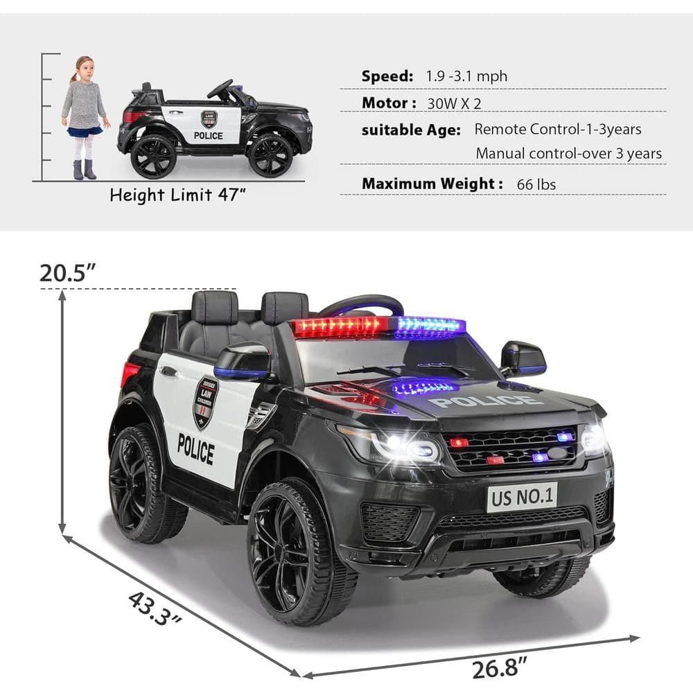 Allied Plush Inc 12V Kids Ride on Car, Electric Police Cars with Remote Control