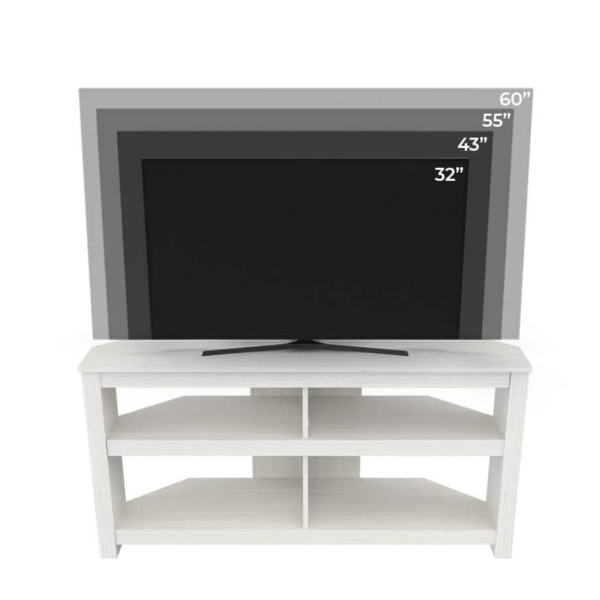 Inval 4-Shelf Corner TV Stand for TVs up to 60”, Washed Oak