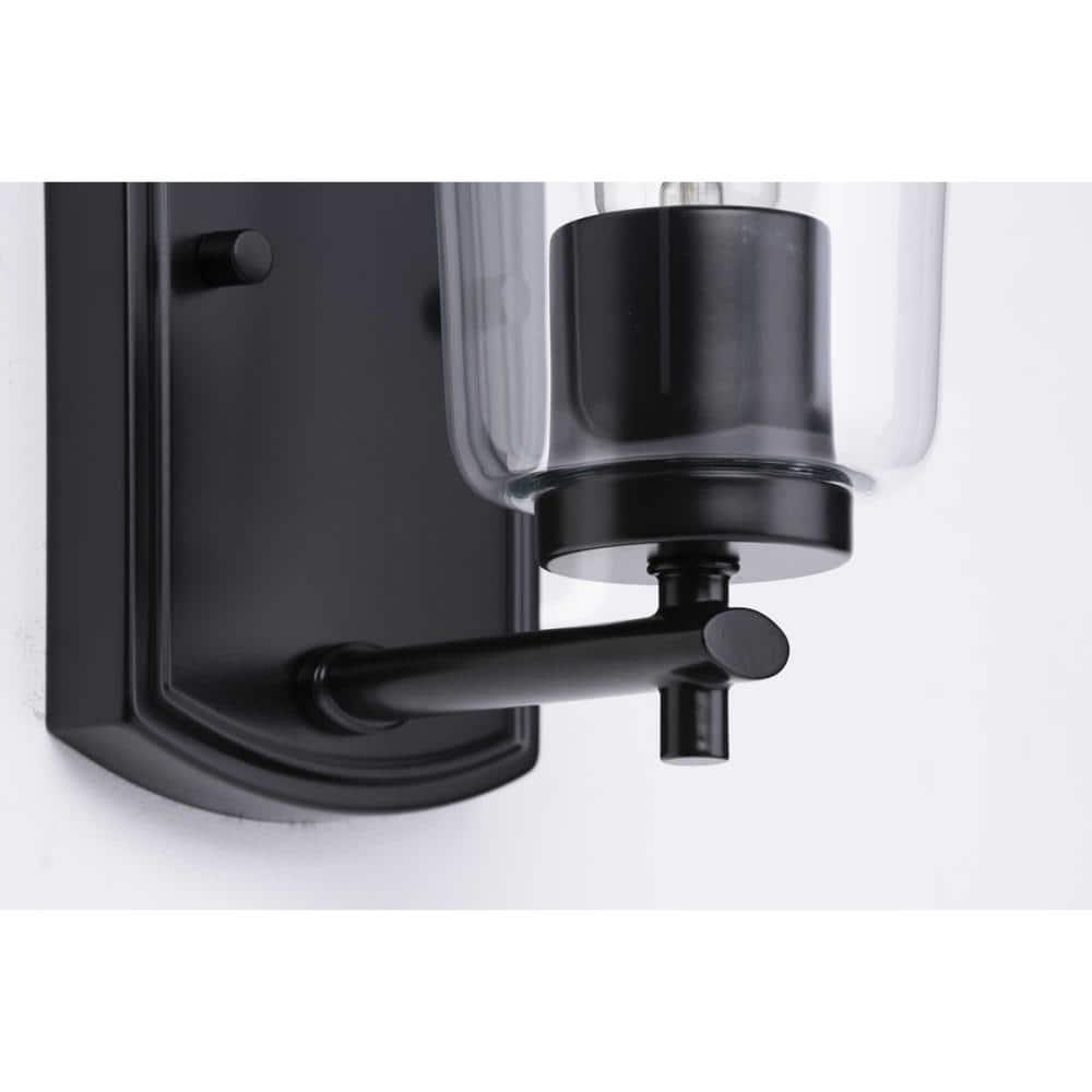 Progress Lighting Adley 1-Light Bath Wall Light, Black Finish, Clear Glass Shade