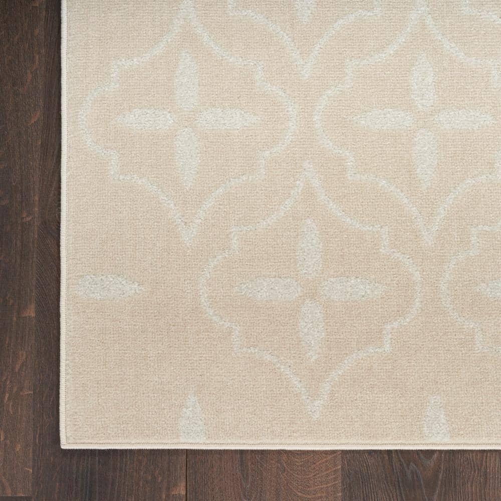 Nourison Essentials Moroccan Modern Indoor Outdoor Rug Ivory Beige 6' x 9'