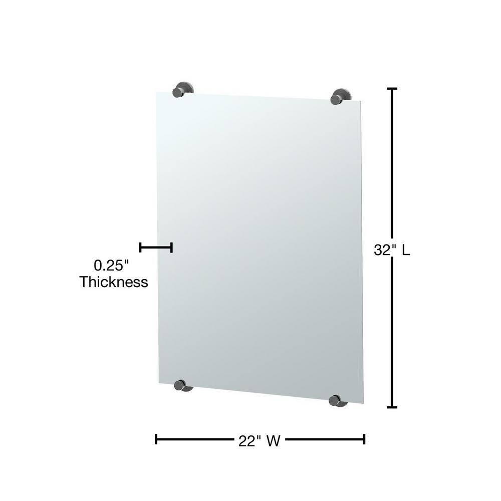 Latitude Wall Mount Frameless Rectangle Bathroom Vanity Mirror | Mount Landscape or Portrait