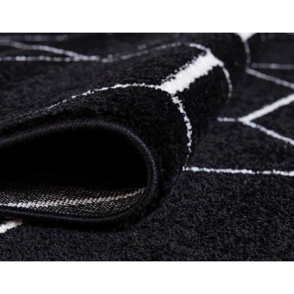 Unique Loom 7' 0 x 10' 0 Trellis Frieze Geometric Black Area Rug