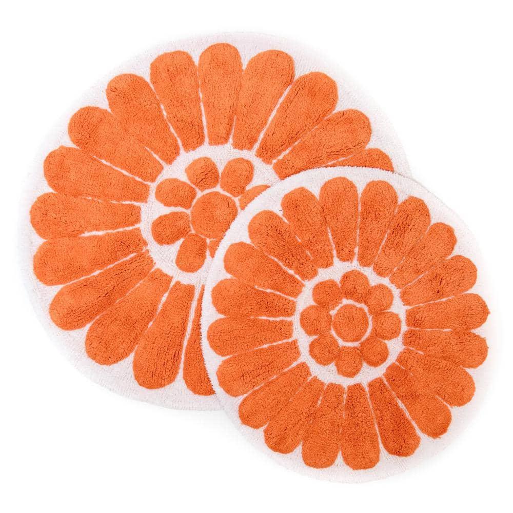 Chesapeake Merchandising 2pc Bursting Flower Bath Rug Set Coral : Microfiber, Machine Washable, Non-Slip Backing