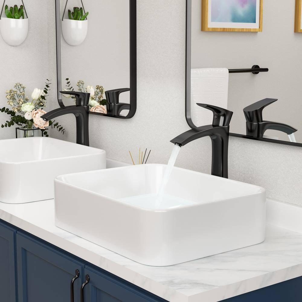 Mocoloo 19" L x 15''W Ceramic Bathroom Sink Rectangular Vessel Sink with Faucet