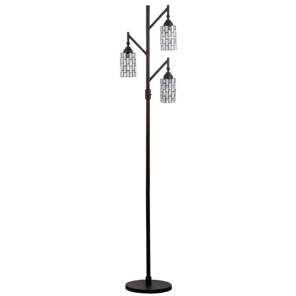 JONATHAN Y JYL8012A Lewis Tiffany-Style 71" Multi-Light LED Floor Lamp, Traditional for living room, dinning room, bedroom, office Bulb Included, Bronze