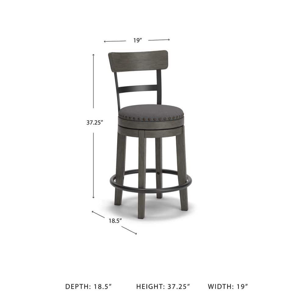 Caitbrook Counter Height Barstool Gray - Signature Design by Ashley: Polyester Upholstery, Nailhead Trim, Swivel Seat