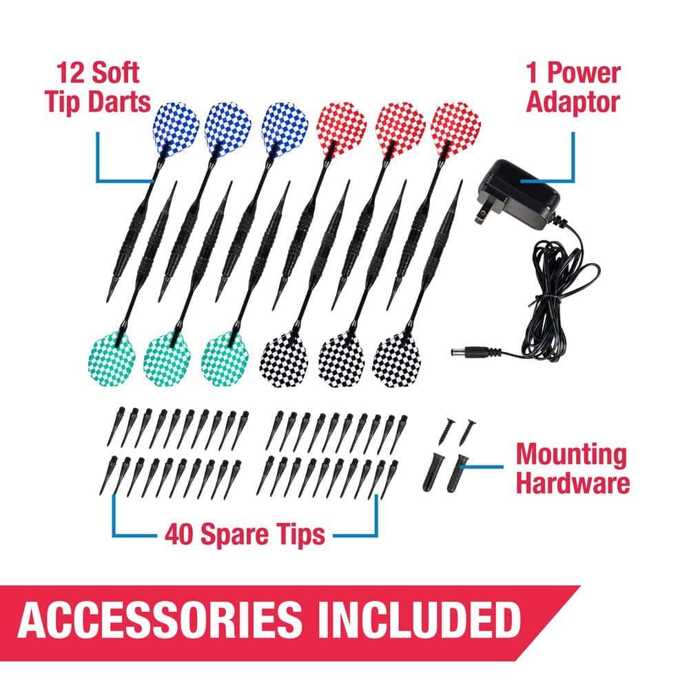 MD Sports MD Sports Elmhurst Electronic Dartboard Cabinet with Digital Scorekeeping and Soft Tip Dart Set