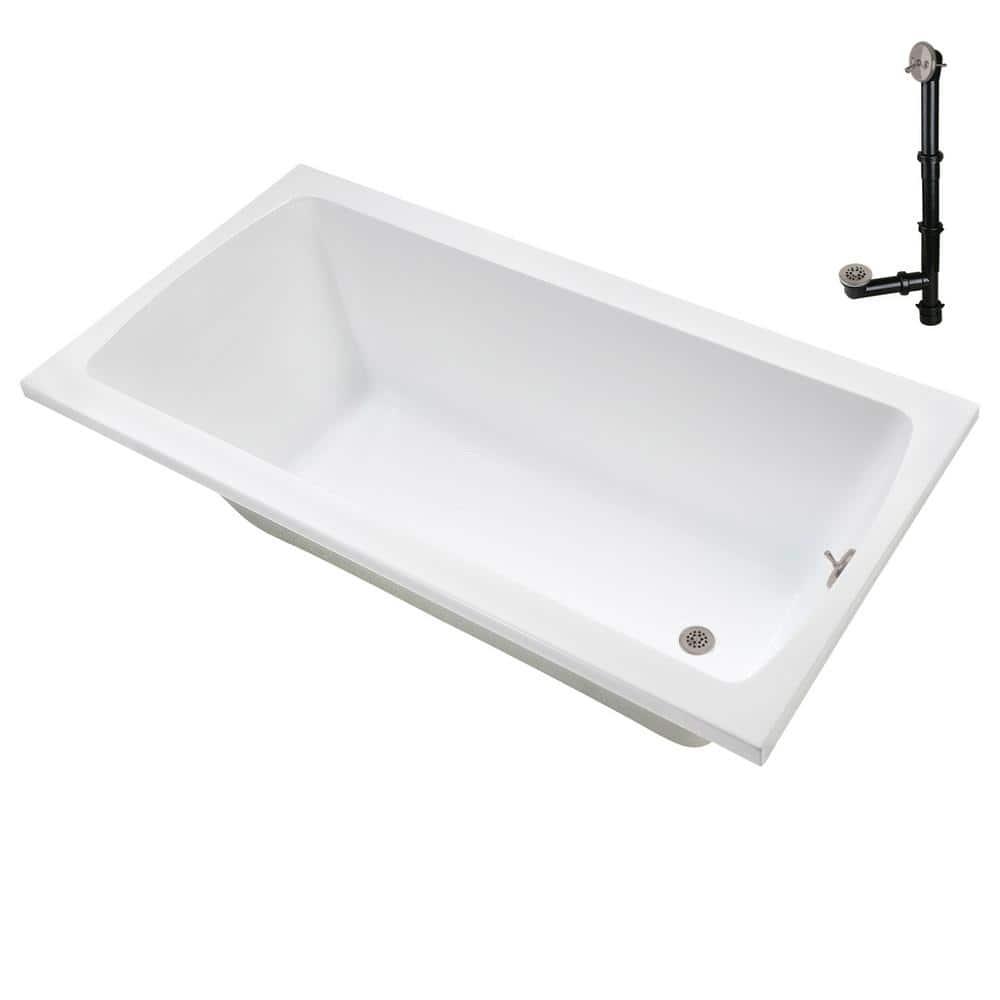 60'' x 32'' Acrylic Soaking Drop-In Bathtub, Drain Included