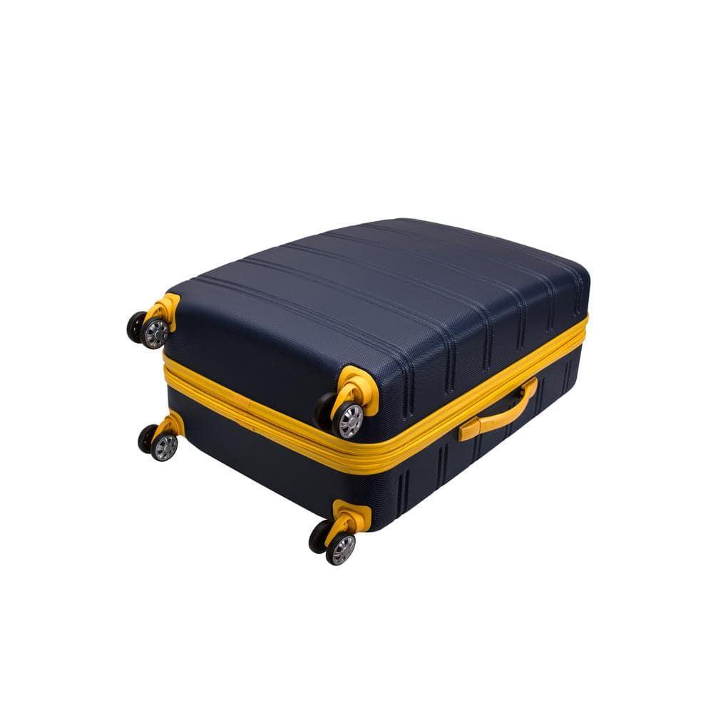 Rockland Melbourne Hardside Expandable Luggage with Spinner Wheels Navy Checked Large 28"