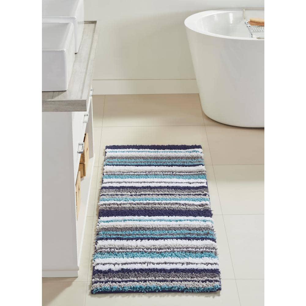 Better Trends Griffie 100% Polyester 4 Piece Set Bath Mat Rug Set - Blue & Gray