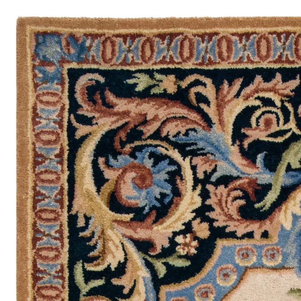 Savonnerie SAV116 Hand Tufted Area Rug - Ivory/Navy - 5'x8' - Safavieh.