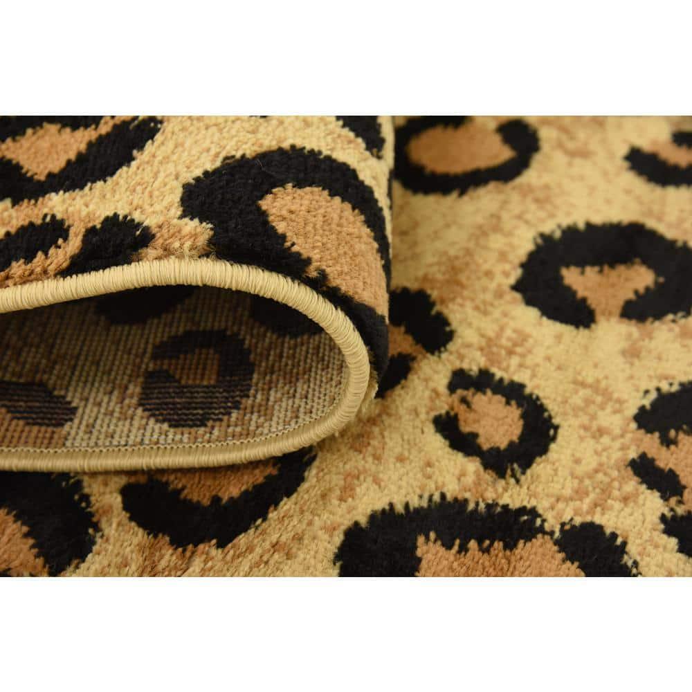 Unique Loom Wildlife Collection Area Rug - Leopard (3' 3" x 5' 3" Rectangle Light Brown/Black)