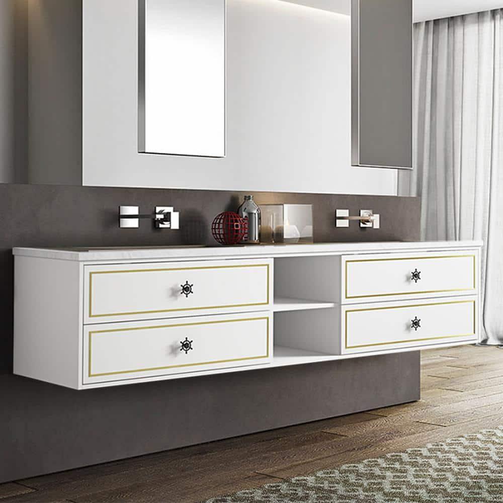 AMANI Eleen 96 In. W X 23 In. D X 22 In. H Bath Vanity Cabinet Without Top