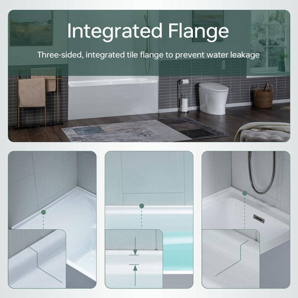 Flint 60'' x 30'' Alcove / Tile In Soaking Acrylic Bathtub