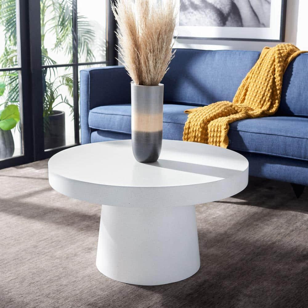 Jaria Faux Concrete Coffee Table - White Terrazzo - Safavieh