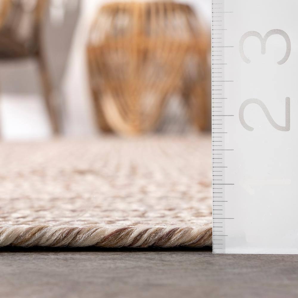 nuLOOM 2' x 14' Solid Hand Braided Indoor/Outdoor Area Rug, Pet-Friendly, High Traffic, Weather Resistant, for Patio, Balcony, Bedroom, Living, Dining Room, Wynn Tan