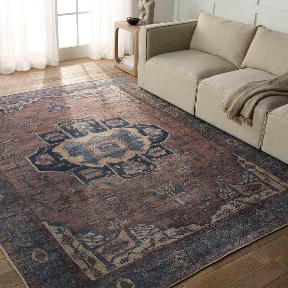 Jaipur Living Soft 8x10 Large Area Rug, Boho, Blue/Dark Brown