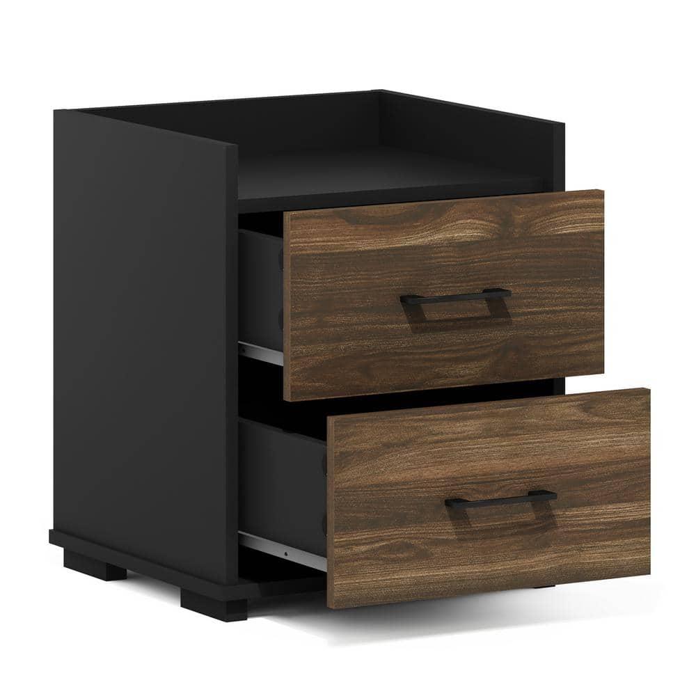 Furinno  Tidur Modern Bedroom Bedside Tables Handle 2-Drawer Chest Nightstand