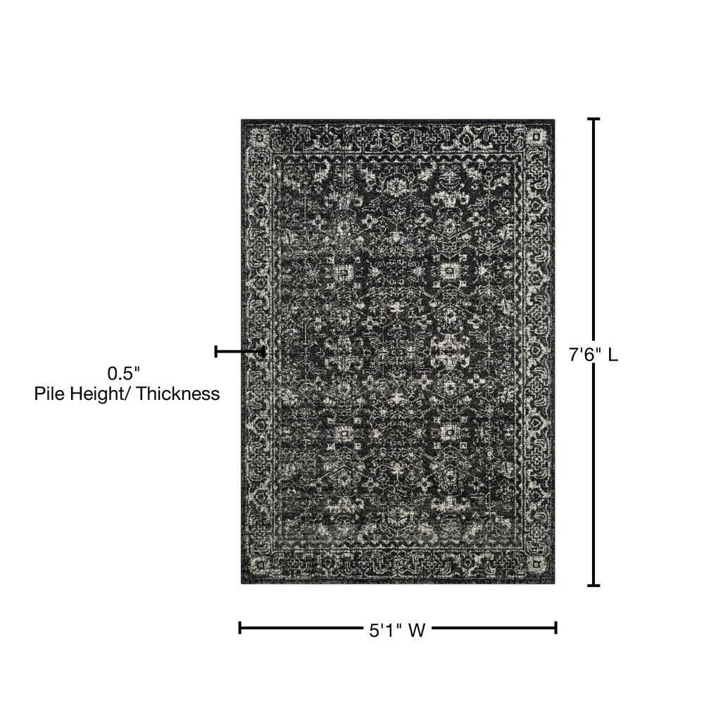 Evoke EVK270 Power Loomed Area Rug Charcoal / Ivory 5'-3" X 7'-6" - Safavieh.