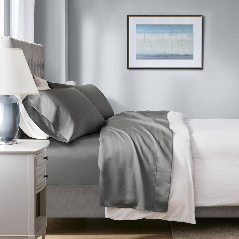 Queen 1000 Thread Count Cotton Blend Cooling 4pc Sheet Set Charcoal