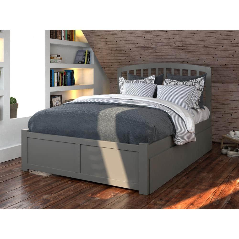 Cama Richmond con Plataforma Completa, Pie de Panel Plano y Cama Nido Urbana de Tamaño Completo en Gris