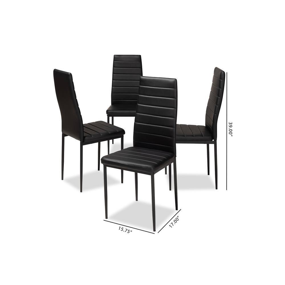 Set of 4 Armand Modern and Contemporary Faux Leather Upholstered Dining Chairs Black - Baxton Studio