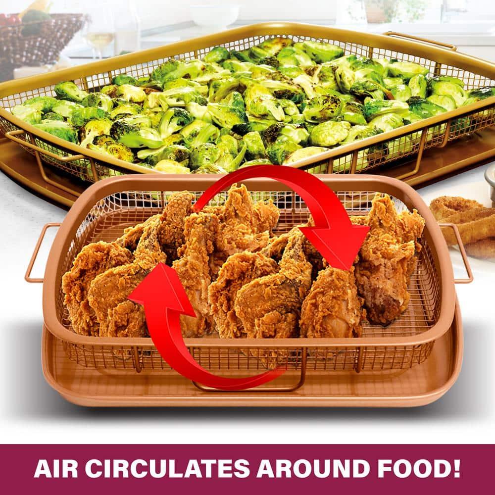Gotham Steel Large Nonstick Air Fryer Tray for Oven with Recipe Book - 13.4" x 11.4"