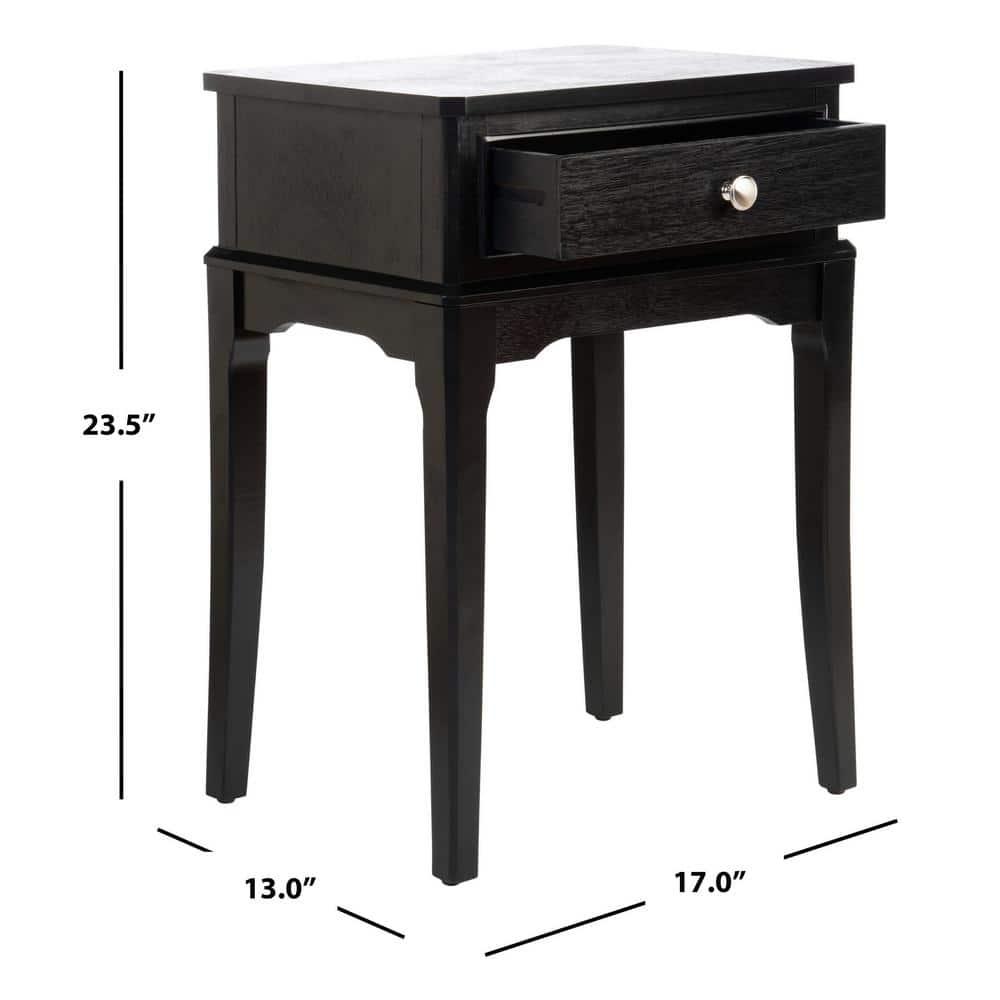 SAFAVIEH Opal French Black Rectangle Wood Storage End Table (17 in. W x 13 in. D x 23.5 in. H)