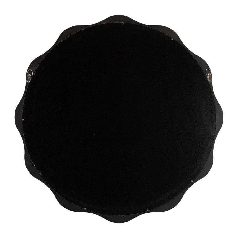 Kate and Laurel Hatherleigh Transitional Round Wooden Wall Mirror, 28 Inch Diameter, Gold, Modern Scalloped Wavy Wood Circle Mirror for Use in Bathroom, Entryway, or Bedroom