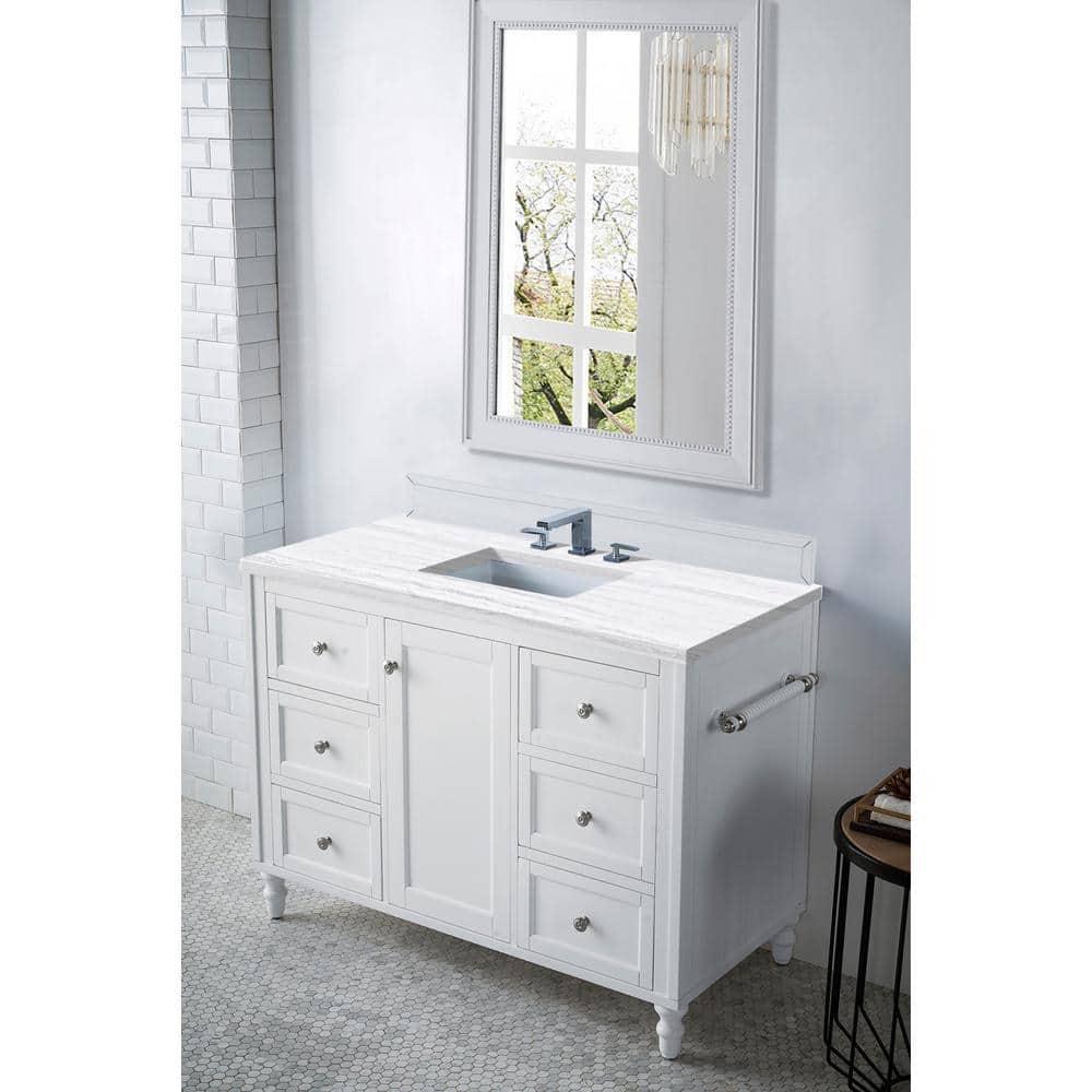 Bright White 48" Solid Wood Freestanding Vanity with Porcelain Sink