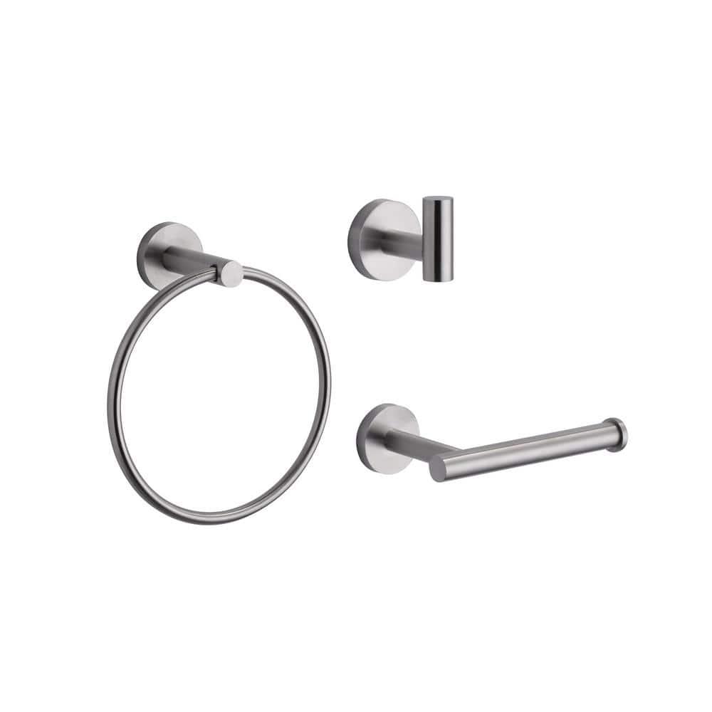 3-Piece Bath Hardware Set With Mounting Hardware With Towel Ring, Towel Hook And Toilet Paper Holder In