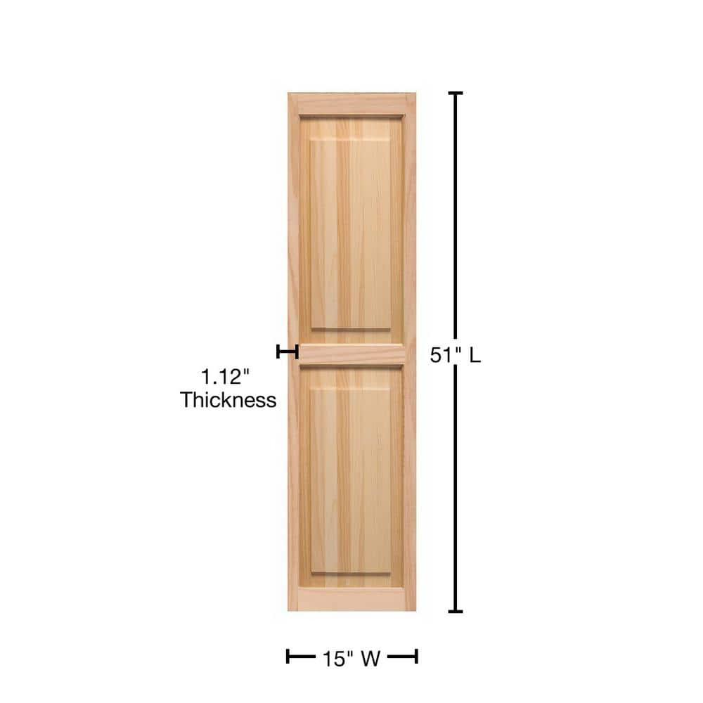 LTL Home Products Pinecroft Raised Panel Wood Exterior Shutters (Set of 2)