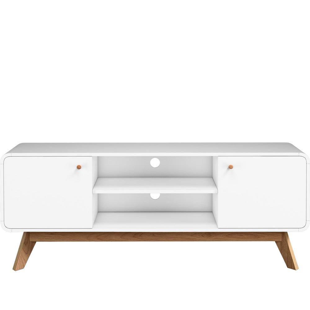 Ren Home Leva Scandinavian 2 Door Rounded TV Stand, White