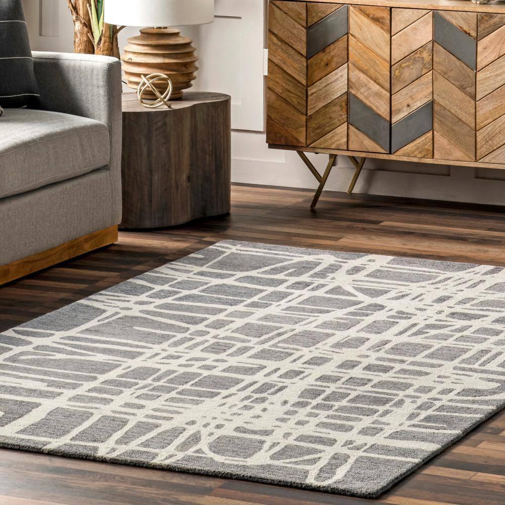 Nuloom Carlene Contemporary Scribble Wool Indoor Area Rug, 4' x 6', Gray