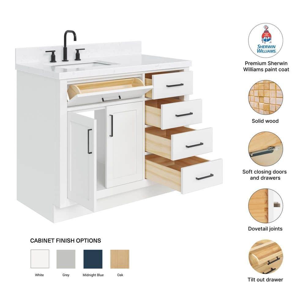 Ariel T042slcqrvo Hepburn 42" Free Standing Single Basin Vanity Set - White