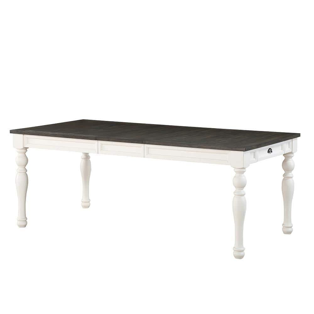 Transitional White Extendable Farmhouse Dining Table