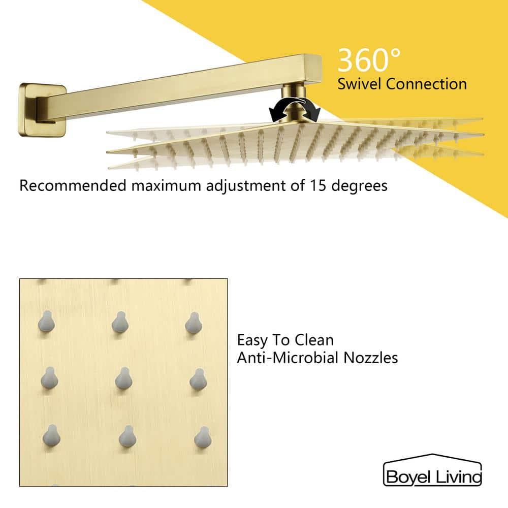 CASAINC 10'' Wall Mounted Shower System with Handheld Sprayer, Brushed Gold