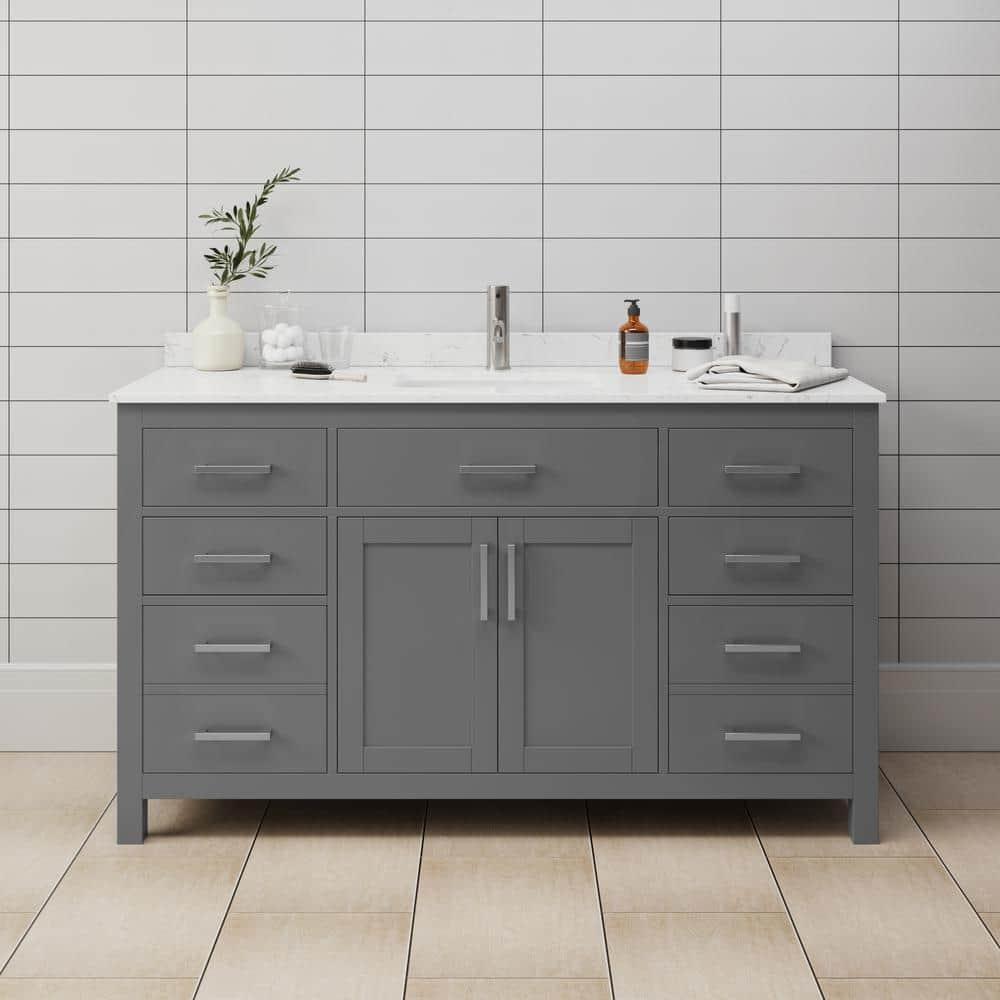 Beckett 60" Freestanding Single Bathroom Vanity with Cultured Marble Top