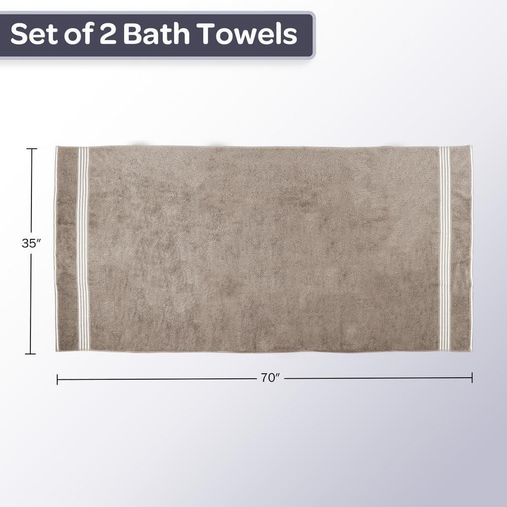 Lavish Home 35x70 Luxury Cotton Bath Towels, Beige
