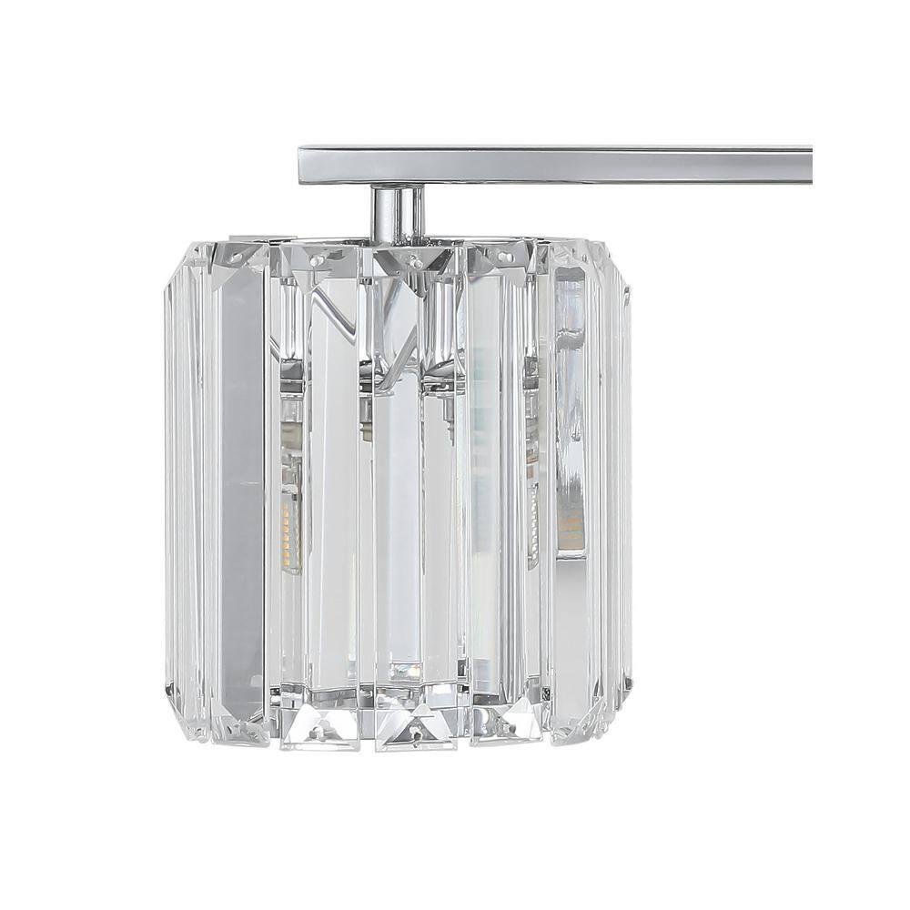 Coco Prism Vintage 29.75" 4-Light Metal/Glass Classic Glam LED Vanity Light, Chrome