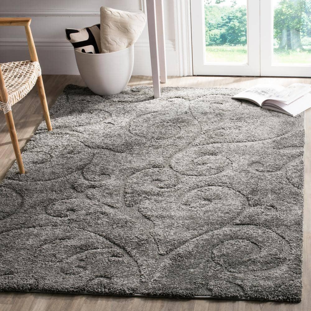 Florida Shag SG455 Power Loomed Indoor Area Rug - Grey - 5'3"x7'6" - Safavieh.