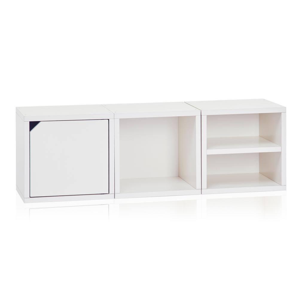 Way Basics Modular Connect Shelf Cube Cubby Storage Stackable Closet Organizer Display Shelf, White