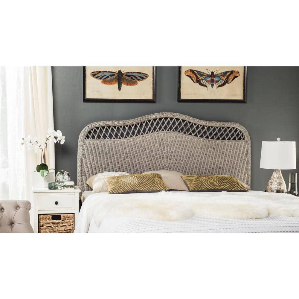 SAFAVIEH Sephina Rustic Coastal Rattan Headboard, Full, Antique Grey